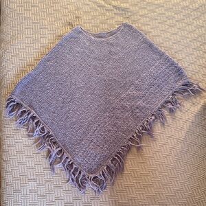 Soft Knit Fringe Poncho in Lavender Purple